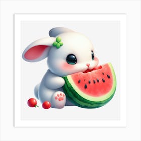 Watermelon Bunny 1 Art Print