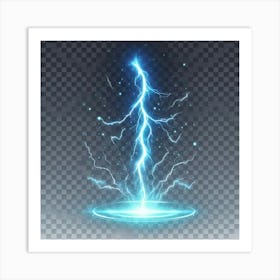 Lightning Bolt Isolated On Transparent Background Art Print
