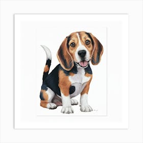 Striped Delight Charming Beagle (1) Art Print