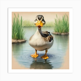 Duck In Water 9 Art Print