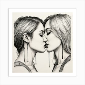 Kissing - women - LGBTQ Art Print