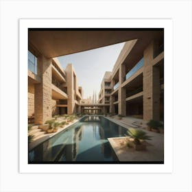 Swimming Pool In The Middle Of A Building Art Print