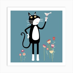 Cat And Bird with Mild Peril Art Print