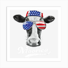 Trending Cow 4th Of July Moorica Merica Men American Art Print