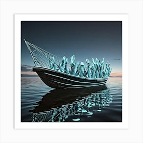 Futuristic Open Boat Cubism Style Art Print