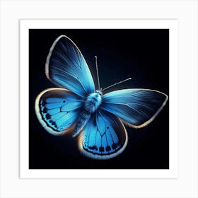 A Stunning and Colorful Digital Painting of a Blue Butterfly with Intricate Details and Vibrant Colors, Capturing the Delicate Beauty and Elegance of Nature's Winged Wonders Art Print