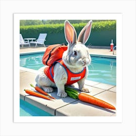 Rabbit At The Pool 1 Art Print