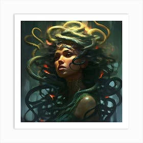 A Winged Female Creature Having A Head Of Hair Consisting Of Snakes Unlike The Gorgons She Was Art Print