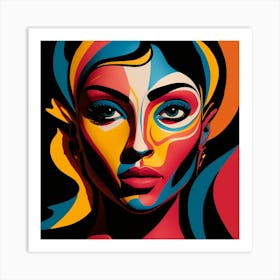 Woman With Colorful Face 1 Art Print