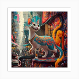 Cat In A City Art Print