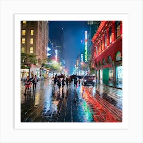 Urban Street At Night 1 Art Print