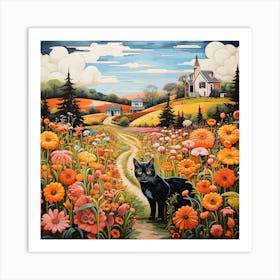 Contemporary Country Cats 1 Art Print