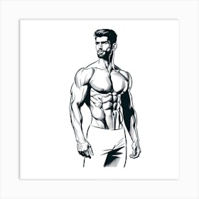 Bodybuilder Vector Illustration Art Print