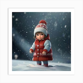 Little Girl In The Snow 1 Art Print