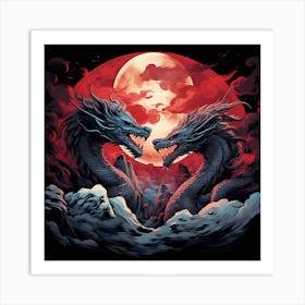 Dragons In The Moonlight Art Print