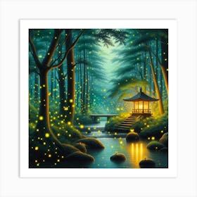 Fireflies In The Forest 2 Art Print