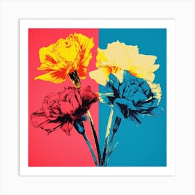 Andy Warhol Style Pop Art Flowers Carnation 2 Square Art Print