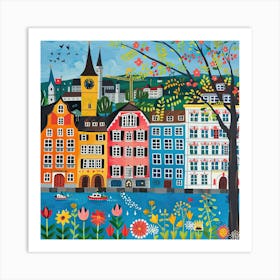 Kids Travel Illustration Zurich 1 Art Print