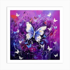 Blue Butterflies 2 Art Print