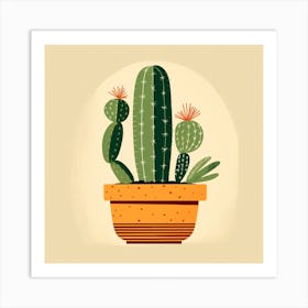 Rizwanakhan Simple Abstract Cactus Non Uniform Shapes Petrol 46 Art Print