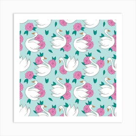 Classy Swan Pattern Art Print