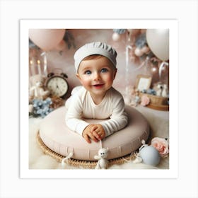 Baby Boy In White Hat Poster Art Print