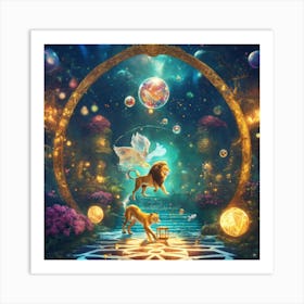 Lion And The Frog Art Print