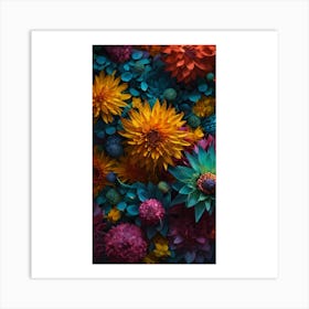 Flowers of different colors Art Print