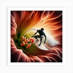 Surfer In Flower Art Print
