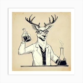 Deer Chemist 1 Art Print