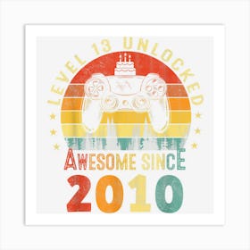 13 Year Old Boy Level 13 Unlocked Awesome 2010 13th Birthday Art Print