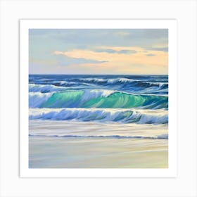 Ocean Waves At Sunset Art Print