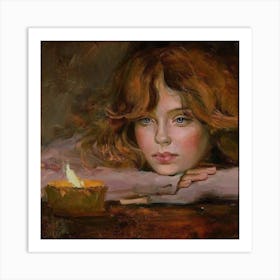 Girl With A Candle Art Print