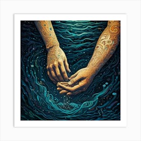 1000014179 Portrait of engraved hands abstract painting art print  Art Print