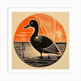 Retro Bird Lithograph Mallard Duck 1 Art Print