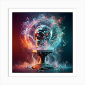 Skull With Smoke And Fire Art Print