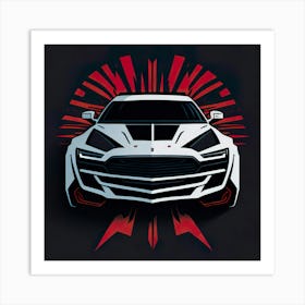 Car Red Artwork Of Graphic Design Flat (48) Art Print