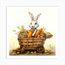 Rabbit In A Basket Art Print