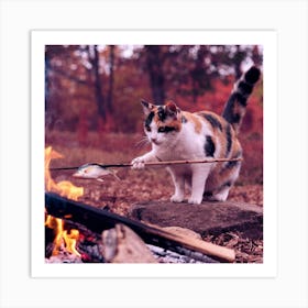 A Photo Of A Calico Cat Cooking A Fish O Gikgzymbse Q0xox1i000q Wycr0ptitygc Lxq6fzzea Art Print