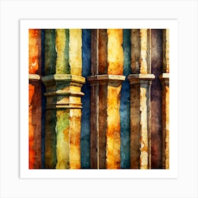 Watercolor Pillars Art Print