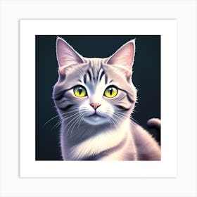 Authentic Portrait Of A Cute Cat Art Print