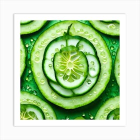 Cucumber Slices With Water Droplets 1 Art Print