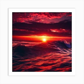 Sunset In The Ocean 3 Art Print