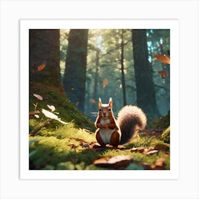 Squirrel In The Forest 92 Art Print