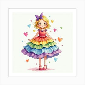 Charming Dress Watercolor, With A Bright, Colorful Carnival 1 Art Print