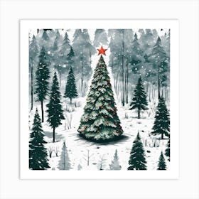 Christmas Tree In The Forest 97 Art Print