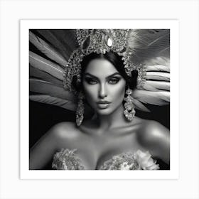 Sexy Woman In Feathers 1 Art Print