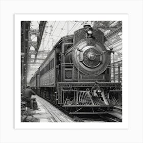 Steam Train In A Factory Art Print