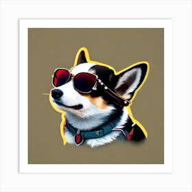 Corgi In Sunglasses 45 Art Print