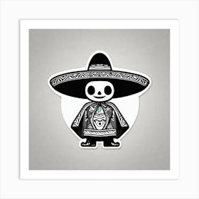 Mexican Sombrero And Pancho Sticker 2d Cute Fantasy Dreamy Vector Illustration 2d Flat Center (37) Art Print